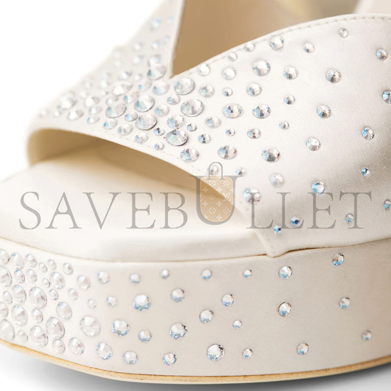 Ji*y Ch* karli platform 125 ivory satin crystal platform sandals karlipf125brz